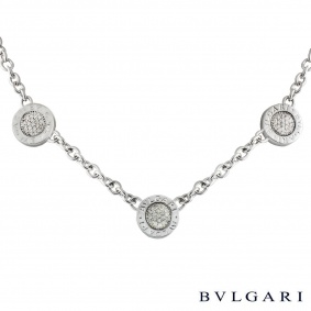 Bvlgari Bvlgari 18k White Gold Diamond & Onyx Reversible Necklace